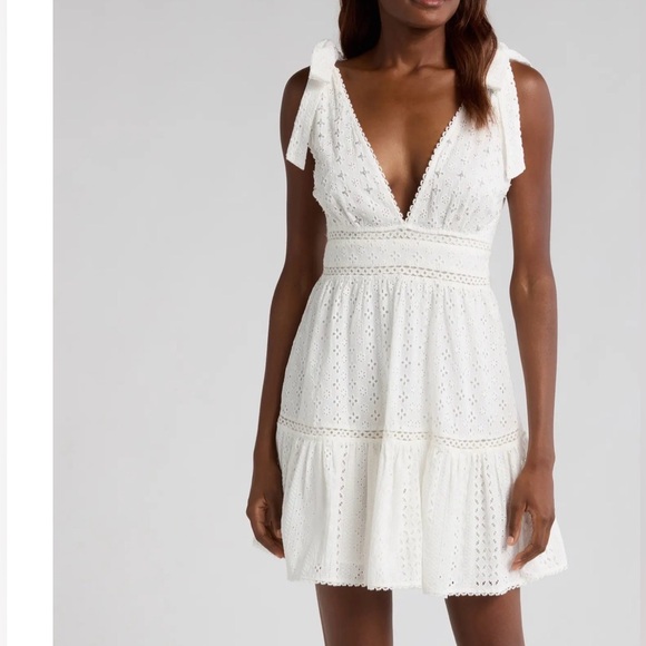 Cara Sequin Eyelet Cotton Cover-Up Mini Sundress - Picture 2 of 7